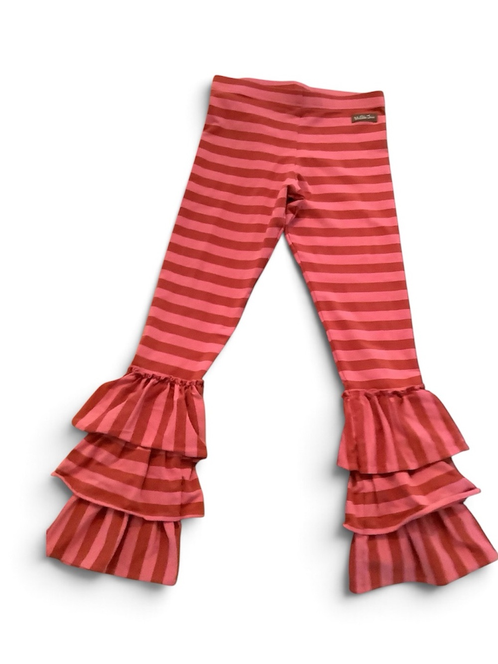 Matilda Jane Pink and Coral Stripe Ruffle Leggings